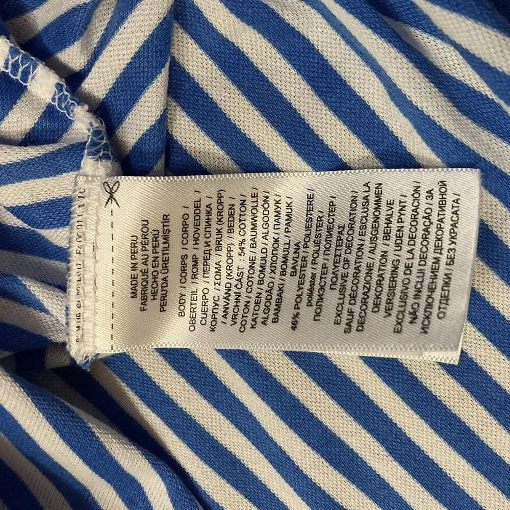 Ralph Lauren Polo Shirt Mens S Blue White Striped Pro Fit Short Sleeve Cotton